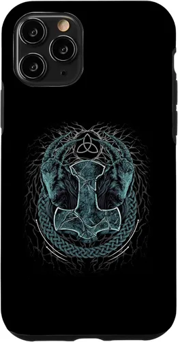 Vista 10 de Funda de mitología nórdica pagana para iPhone 15 Viking Mjolnir Thors Hammer