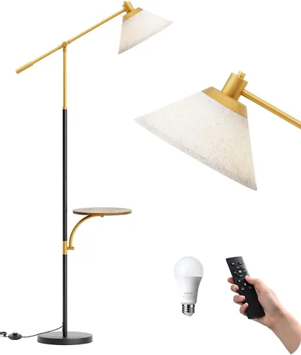 Vista 8 de EDISHINE - Lámpara de pie de arco de 68" con mesa, lámpara de pie vintage para sala de estar con bandeja, altura ajustable, bombilla LED de 5