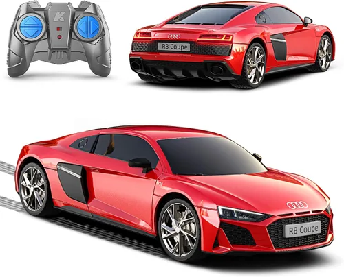 Vista 11 de AEROQUEST Audi - Auto de control remoto, a escala 1:24, eléctrico, deportivo, de carreras, pasatiempos, vehículo modelo Audi para niños y niñas, Azul