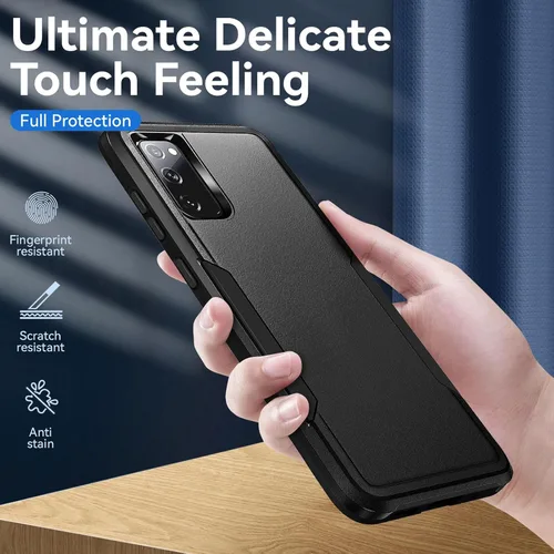 Vista 5 de Funda para Galaxy S20 FE 5G con protección de pantalla: resistente funda protectora a prueba de golpes y arañazos para Samsung Galaxy S20 FE 5G-Negro
