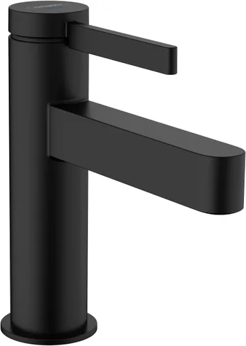Vista 4 de hansgrohe Finoris 76010341 - Grifo moderno para lavabo de baño de 1 manija y 1 orificio de 5 pulgadas de alto, cromo negro cepillado Cromo cepillado