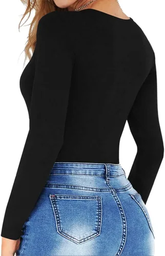 Vista 3 de MANGOPOP bodi con cuello redondo para mujer prenda de manga corta y manga larga