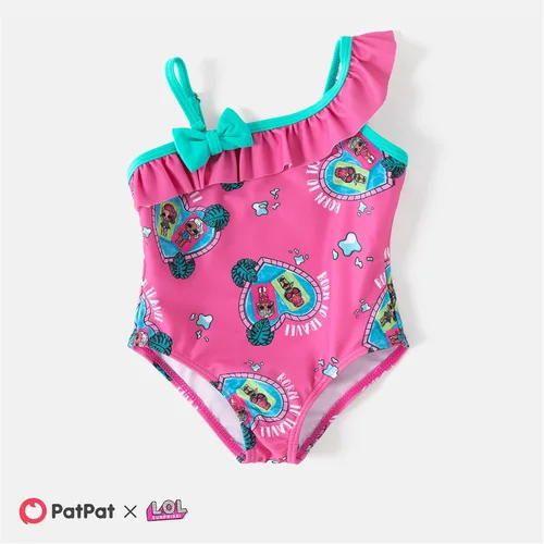 Vista 4 de L.O.L. Surprise! Mommy and Me - Traje de baño de una pieza con estampado de un hombro y volantes familiares a juego