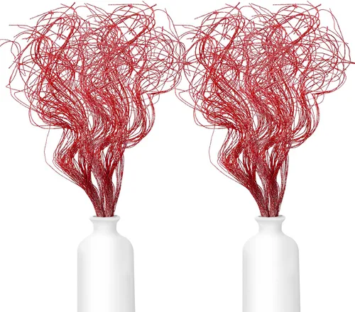 Vista 13 de Ramas Curly Ting Ting con Purpurina Ramas de Navidad Relleno para Jarrones Ramitas Curly Artificiales para Árbol de Navidad Guirnalda Corona
