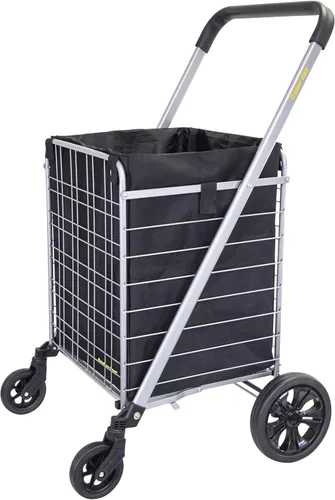 Vista 12 de dbest products - Carrito Cruiser Deluxe 2 para compras y comestibles con ruedas, cesta de lavandería plegable, carrito de utilidad compacto, ligero