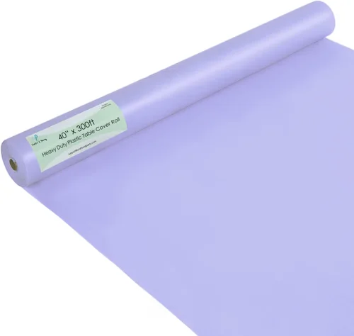 Vista 47 de Rollo de plástico para cubierta de mesa color verde manzana, 40 pulgadas x 100 pies, rollo de plástico resistente para cubierta de mesa de banquetes