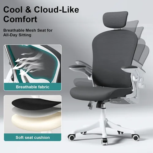 Vista 8 de Silla de oficina ergonómica de malla, color negro