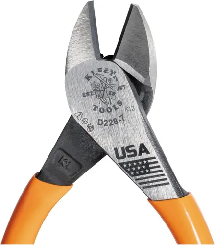 Vista 2 de Klein Tools Alicates D228-7, fabricados en EE. UU., Alicates de corte diagonal con diseño de alto apalancamiento, 7 pulgadas
