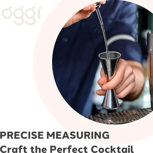 Vista 6 de OGGI Jigger japonés para bartending, doble jigger de 2 onzas, 1 oz, 1.0 fl oz/2.0 fl oz, Jigger de tiro medidor, accesorios ideales para barman