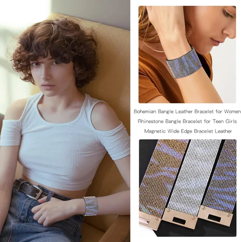 Vista 3 de Pulsera envolvente de cuero turquesa, pulseras de cuentas en capas para mujer, pulseras de plumas multicapa, pulsera bohemia occidental para mujer