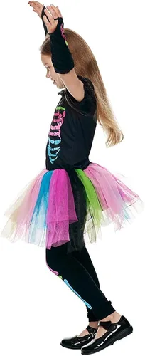 Vista 6 de Snailify Disfraz de calavera colorida para niñas, bonito vestido de Halloween para fiesta de cosplay