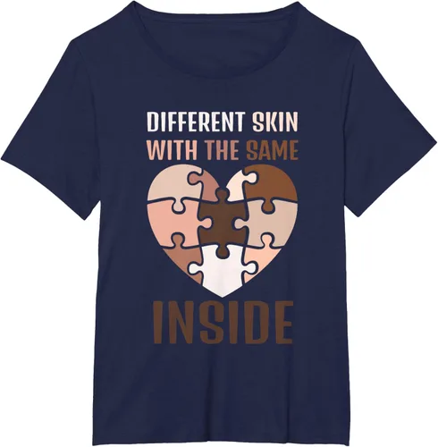 Vista 17 de Camiseta con texto en inglés "Black History Month Different Skin With The Same Love Inside