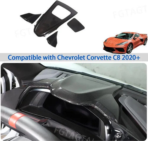 Vista 6 de Cubierta de panel de instrumentos interior superior para Chevrolet Corvette C8 Stingray 2020-2024, marco decorativo de tablero de instrumentos