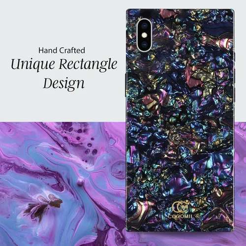 Vista 4 de Cocomii - Funda rectangular compatible con iPhone Xs/X - Perla opalescente, brillo brillante, para mujeres, niñas, hombres, funda protectora
