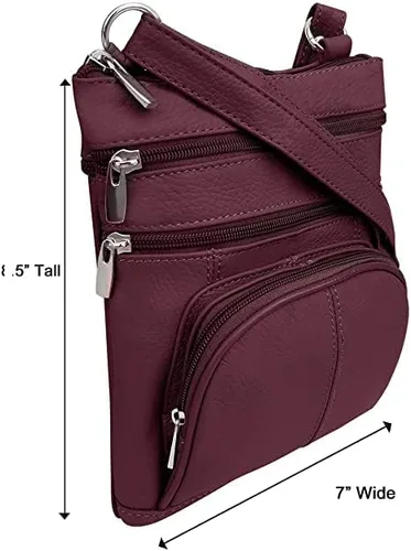 Vista 3 de Roma Leathers Bolso cruzado XL auténtico, multibolsillo, correa ajustable, XL