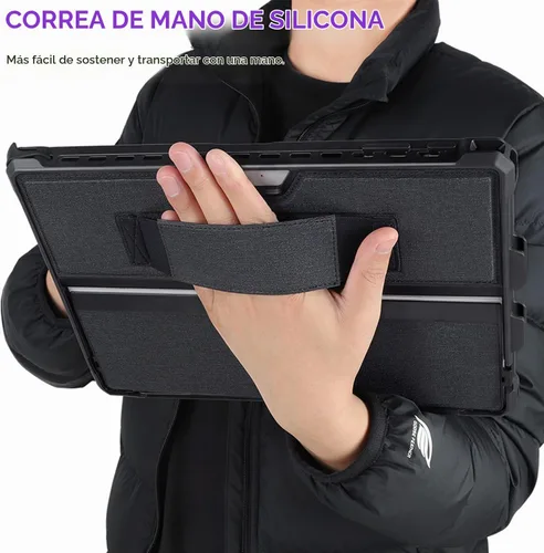 Vista 3 de Funda protectora resistente para Microsoft Surface Pro 7+/7/6/5/4/LTE de 12.3", con soporte para lápiz capacitivo y correa de mano, compatible