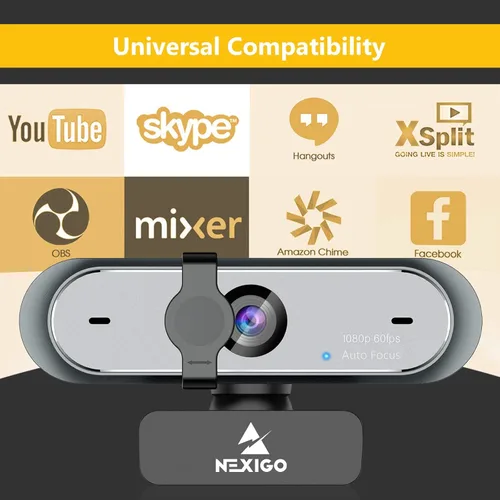 Vista 8 de NexiGo Cámara web N660P 1080P 60FPS con control de software, micrófono dual y cubierta, enfoque automático, cámara web de computadora USB HD