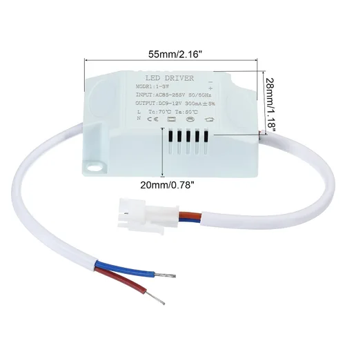 Vista 2 de PATIKIL Controlador LED de 1-3W 300mA, paquete de 5 salidas AC 85-265V 9-12V DC Conector macho de corriente constante transformador rectificador
