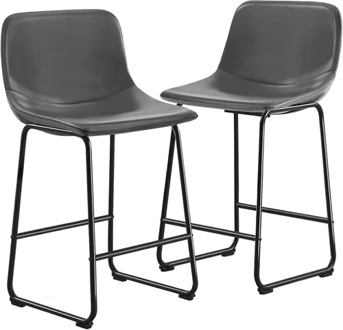 Vista 17 de TAVR Furniture Leathaire - Juego de 2 taburetes de tela con altura de mostrador, sillas de isla sin brazos, con capacidad para hasta 500 libras