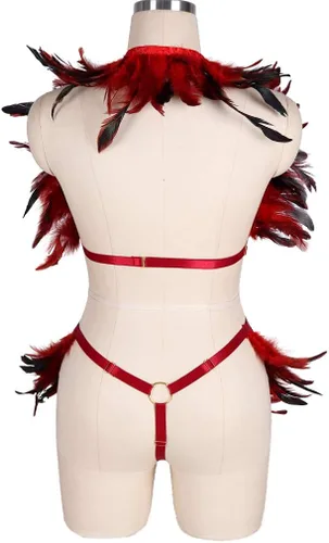Vista 4 de BBOHSS - Arnés para mujer, diseño de plumas
