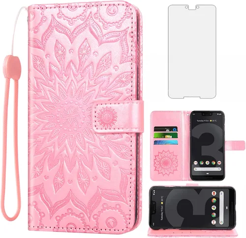 Vista 11 de Funda de teléfono para Google Pixel 3 XL con protector de pantalla de vidrio templado y funda magnética de cuero, soporte para tarjetas, accesorios