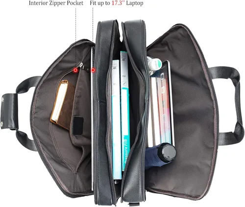 Vista 7 de Polare - Maletín de cuero de grano completo XL de 18 pulgadas para hombres, maletín de viaje de negocios, bolsa de mensajero para portátil de 17.3