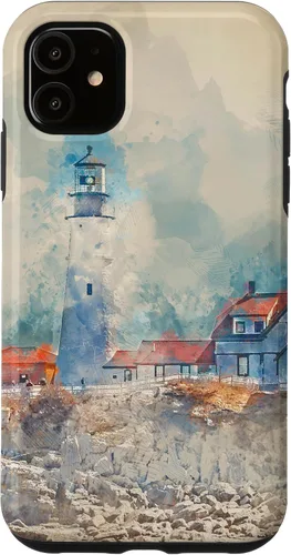 Vista 8 de iPhone 16 Artistic Lighthouse Painting Case