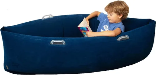 Vista 9 de Bouncyband - Silla sensorial Peapod pequeña y cómoda, color azul de 48 pulgadas, divertida y inflable que proporciona alivio sensorial terapéutico