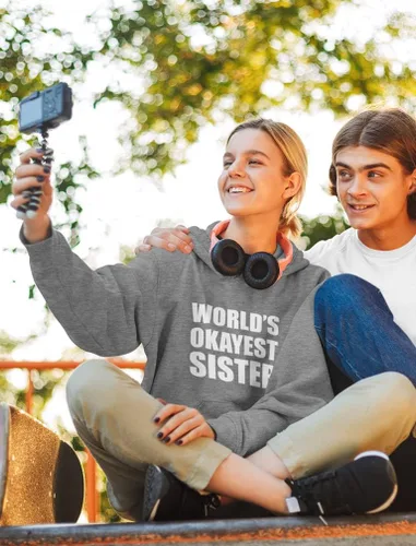 Vista 2 de World's Okayest Sister Sweatshirts Hoodie Sibling Gifts Sisters Women Hoodies