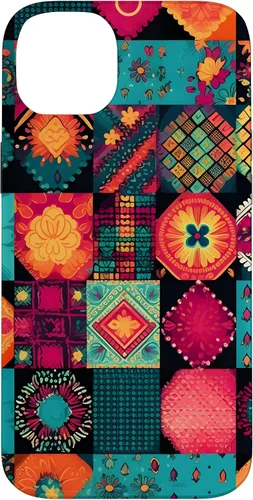 Vista 15 de Inspirado en el edredón de retazos para iPhone 16 Amante del acolchado Funda bohemia colorida