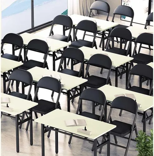 Vista 4 de Folding Chairs Silla de escritorio acolchada de poliuretano para muebles, silla de camping, silla de descanso plegable con marco de metal