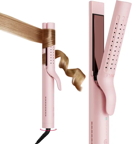 Vista 8 de TYMO Airflow 2.0 - Plancha rizadora de pelo 2 en 1, rizador de pelo 2 en 1, varita rizadora de 1.25 pulgadas para cabello largo y corto, doble Negro
