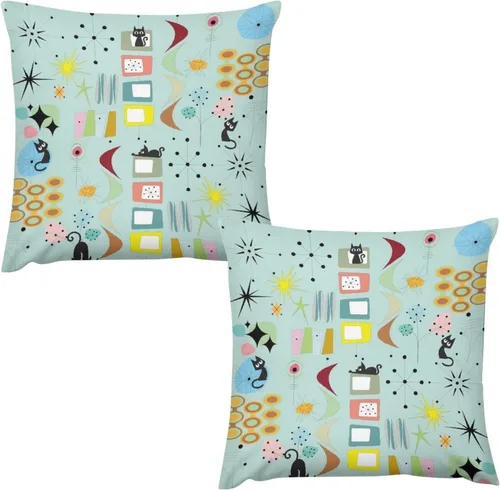 Vista 27 de Juego de 2 fundas de almohada florales retro de los años 70, Groovy Funky Hippie Flor Naranja Estética Boho Fundas de Almohada de 16 x 16 pulgadas