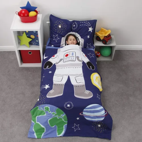 Vista 9 de Everything Kids Juego de cama infantil que brilla en la oscuridad con 4 piezas. Hada mágica, rosa, naranja, lavanda. Dinosaurios