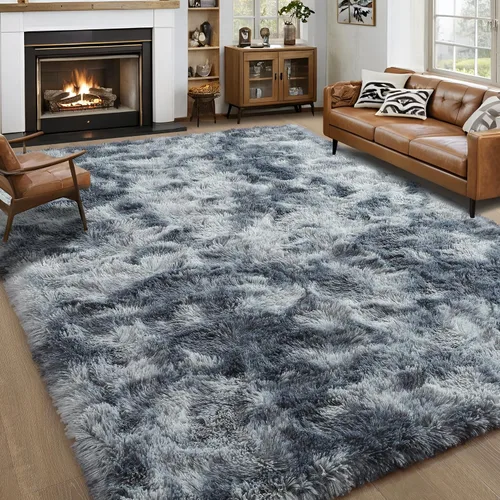 Vista 54 de Noahas Alfombras de Área Grandes y Esponjosas de 5x8 pies para Sala de Estar y Dormitorio, Alfombra Gruesa de Pelo Largo Beige y Blanca, Alfombra