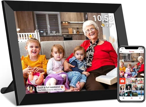 Vista 10 de FRAMEO - Marco de fotos digital de 10.1 pulgadas, 32 GB, pantalla táctil LCD IPS, rotación automática, fácil configuración para compartir fotos