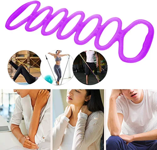 Vista 4 de Saycker Banda de ejercicio de resistencia y estiramiento de 7 anillos para fitness en casa, entrenamiento central, terapia física (rosa)