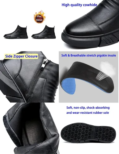 Vista 3 de Keilinia Botas de cuero casuales de alta calidad italianas negras para hombre, botines antideslizantes que absorben los golpes para otoño 2022