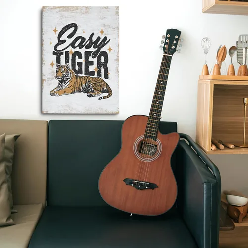 Vista 4 de Lienzo decorativo de pared con citas divertidas, diseño retro de tigre, para amantes de los animales de tigre, impresiones enmarcadas para el hogar
