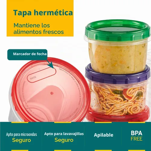 Vista 5 de ELEGANTES DESECHABLES Contenedores de almacenamiento de alimentos con tapa giratoria de plástico de 16 onzas, paquete de 12