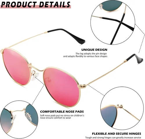 Vista 3 de Pro Acme Gafas de sol polarizadas de metal redondas pequeñas para mujer, estilo retro
