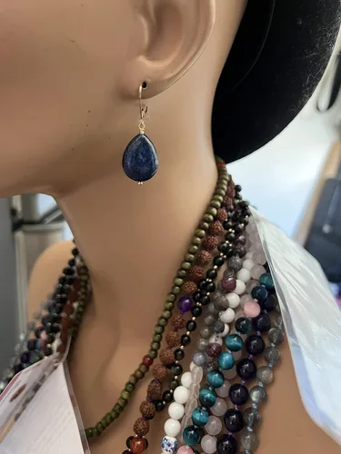 Vista 7 de 14k Gold fill Natural Genuine royal blue Lapis Lazuli leverbacks earrings, gemstone jewelry