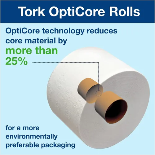 Vista 3 de Tork 112990 Universal Bath Tissue Roll with OptiCore, 1-Ply, 3.75" Width x 4.0" Length, White