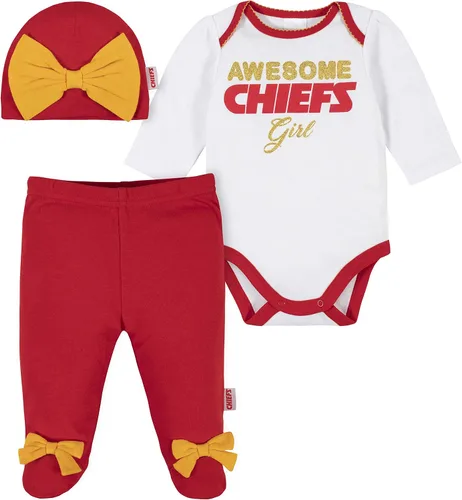 Vista 6 de NFL Conjunto de enterizo, pantalón con pies y gorro de 3 piezas para bebé niña