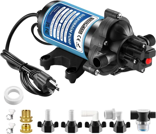 Vista 9 de WASSERMANN Bomba de Aumento de Presión de Agua de 115 Voltios AC 4.5GPM 55PSI, Bomba de Agua Autocebante de Diafragma con Interruptor de Presión