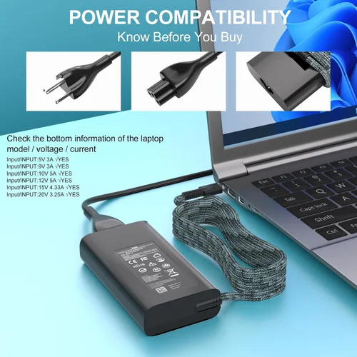 Vista 3 de Cargador compatible con 65 W USB-C HP Elite Book 830 835 840 845 860 865 640 650 1040 G8/G9/G10/G11 y ProBook 440 445 450 455 460 465 G8/G9/G11
