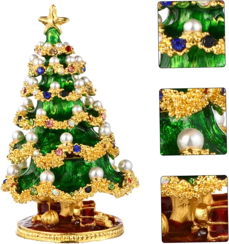 Vista 5 de EXCEART Caja de joyería de 3 piezas para guardar anillos, caja de joyería para árbol de Navidad, organizador de joyas, escritorio, árbol de Navidad
