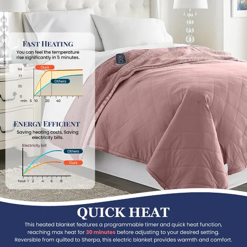 Vista 4 de Juego de sábanas Thermee Micro Flannel Shavel Home Products, azul, queen, Blush, Completo