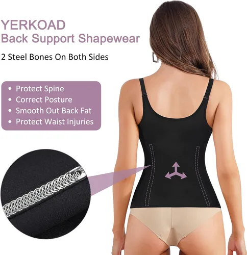 Vista 3 de YERKOAD Chaleco moldeador de cintura para mujer, con control de abdomen, faja de apoyo para la espalda