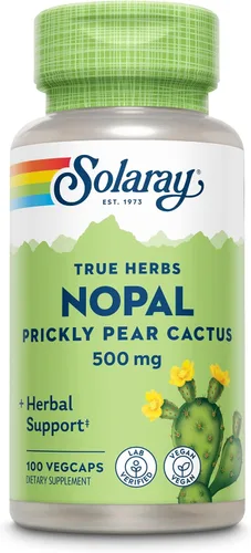 Vista 4 de SOLARAY Nopal - Cápsulas de cactus de tuna – 500 mg por porción, ricas en fibra natural, antioxidantes y carotenoides, proporciona nutrientes clave